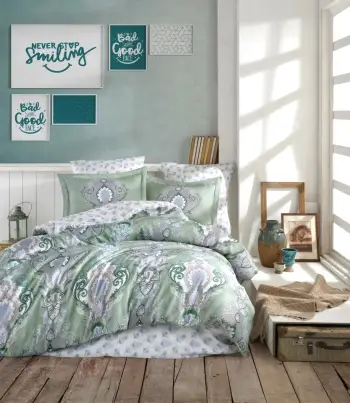 Set mbulesë për dyshek dopio, saten, L'essentiel, ngjyrë mint