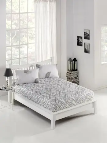Set çarçafësh tek L'essentiel, Palma, gri dhe bardhë