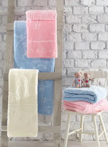 Batanije për bebe, ngjyrë kaltër, L'essentiel, Emboss Baby, 100x120cm