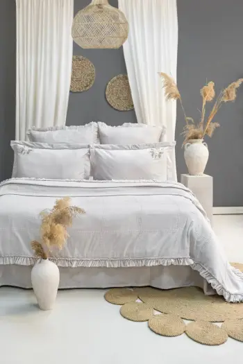 Set mbulesë dysheku dopio, Fiorella, ngjyrë gri e çelët