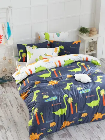 Set mbulesë për jorgan Super King, Dinolar, ngjyrë kaltër e errët
