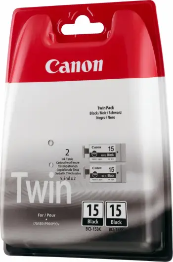 Ngjyrë për printer Canon BCI-15bk, TwinPack, e zezë