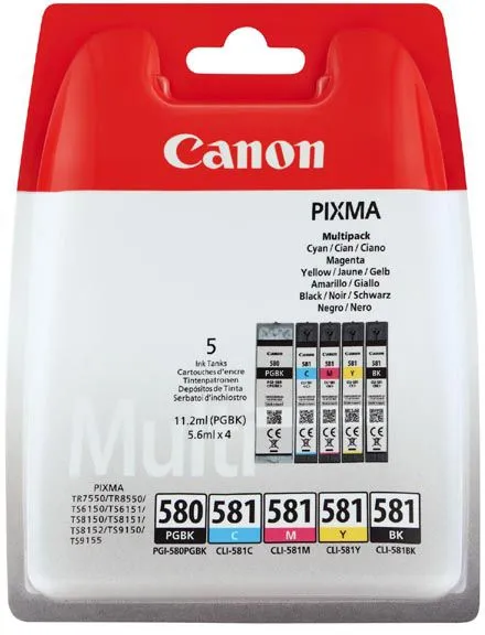 Ngjyrë Canon PGI-580PBK dhe CLI-581 CMYK (2078C005), e zezë - 1