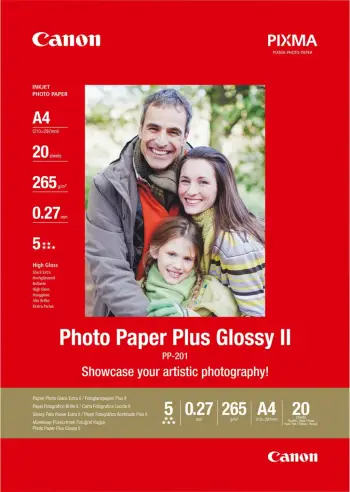 Letër fotografike Canon Plus Glossy II PP-201 për printer A4, 20 fleta, 275g/m