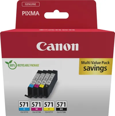 Ngjyrë për printer Canon CLI-571, e kaltër/vjollcë/verdhë/e zezë - 1