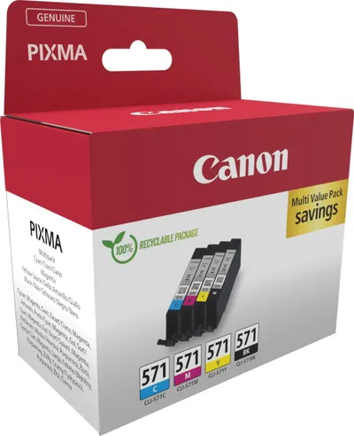 Ngjyrë për printer Canon CLI-571, e kaltër/vjollcë/verdhë/e zezë - 2
