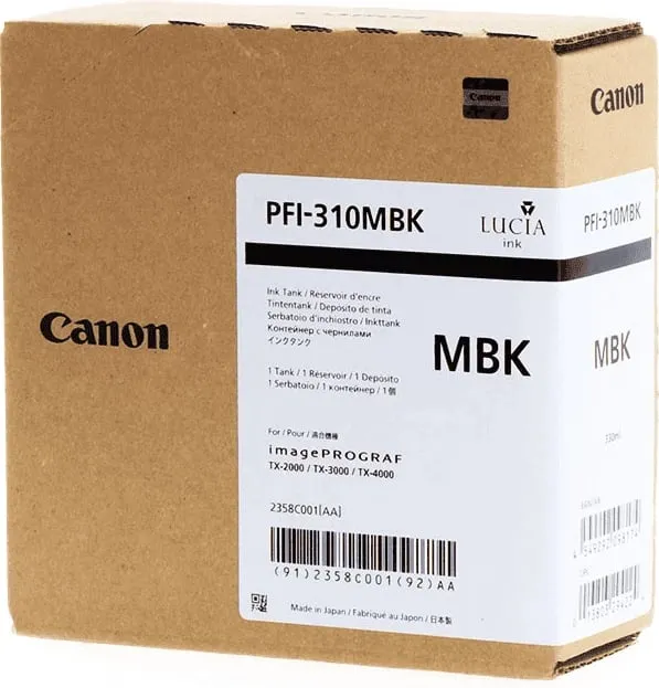 Rezervuar boje Canon PFI-310MBK (2358C001) 330 ml, e zezë mat - 1