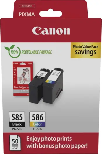 Fishek boje, Canon, PG-585/CL-586 6205C004, original për PIXMA, multipack, Black/Cyan/Magenta/Yellow