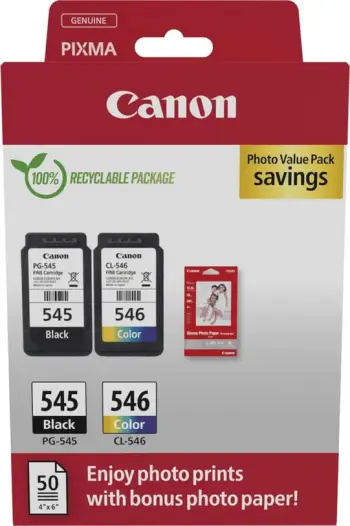 Patronë boje, Canon, PG-545/CL-546 8287B008, 180 faqe, multipack, black/cyan/magenta/yellow