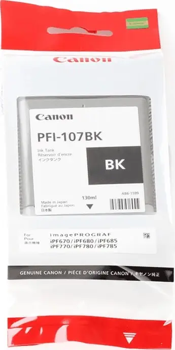 rezervuar boje Canon PFI-107BK 6705B001 130 ml, e zezë