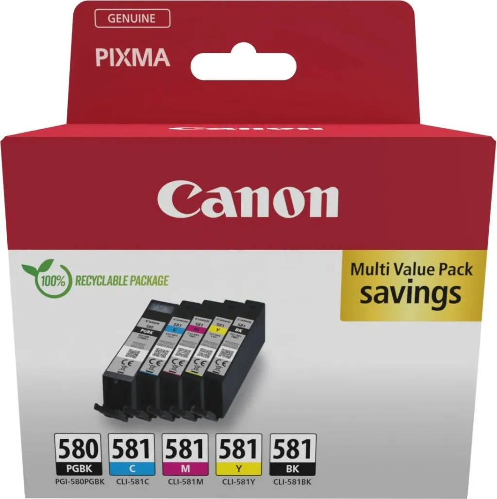 Toner Canon 2078C008, 5 copë, Multi pack, E zezë, Cyan, Magenta, E verdhë - 1
