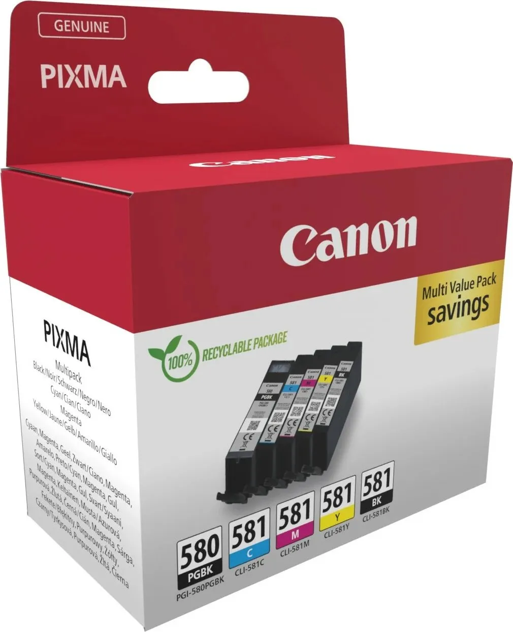 Toner Canon 2078C008, 5 copë, Multi pack, E zezë, Cyan, Magenta, E verdhë - 2