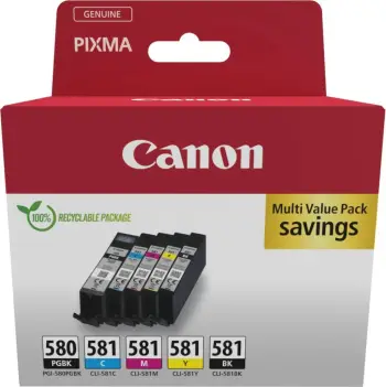 Toner Canon 2078C008, 5 copë, Multi pack, E zezë, Cyan, Magenta, E verdhë