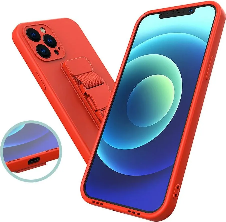 Mbështjellës Hurtel për iPhone 12 mini, me litar, xhel, Blu e errët - 3