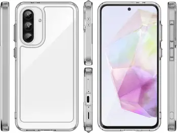 Mbështjellës Hurtel Outer Space Case për Samsung Galaxy A56, gjysmë-transparent, i zi