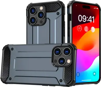 Mbështjellës Hurtel Hybrid Armor për iPhone 15 Pro, kaltër