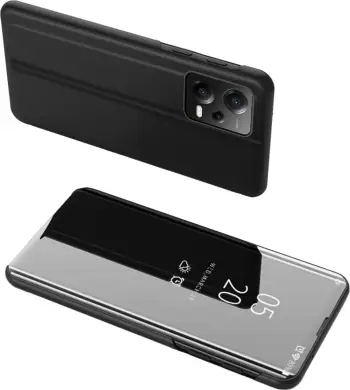 Mbulesë flip Hurtel Clear View Case për Xiaomi Redmi Note 12 Pro+, me efekt pasqyre, e zezë