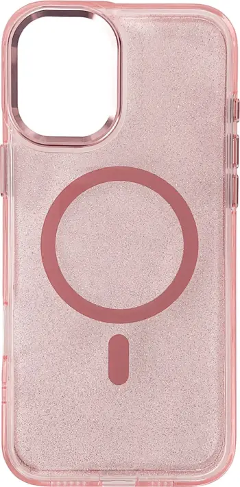 Mbështjellës Hurtel Glitter Case MagSafe për iPhone 16 Plus, rozë me shkëlqim