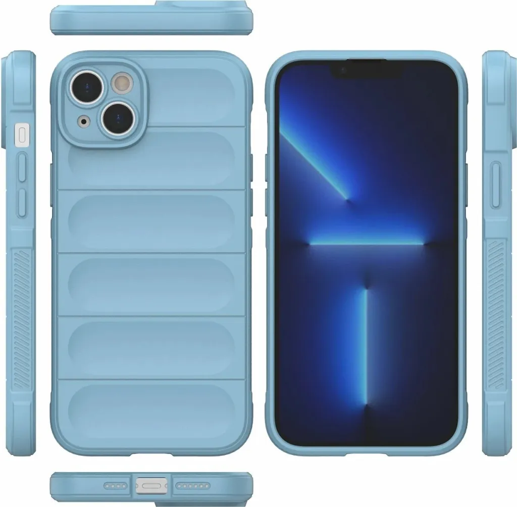 Mbështjellës Hurtel Magic Shield Case për iPhone 14 Plus, fleksibil, i blinduar, Blu e çelët - 6
