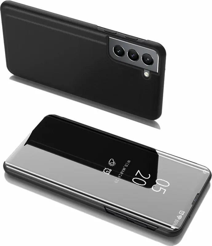 Mbështjellës Hurtel Clear View Case me kapak për Samsung Galaxy S22+, e zezë - 1