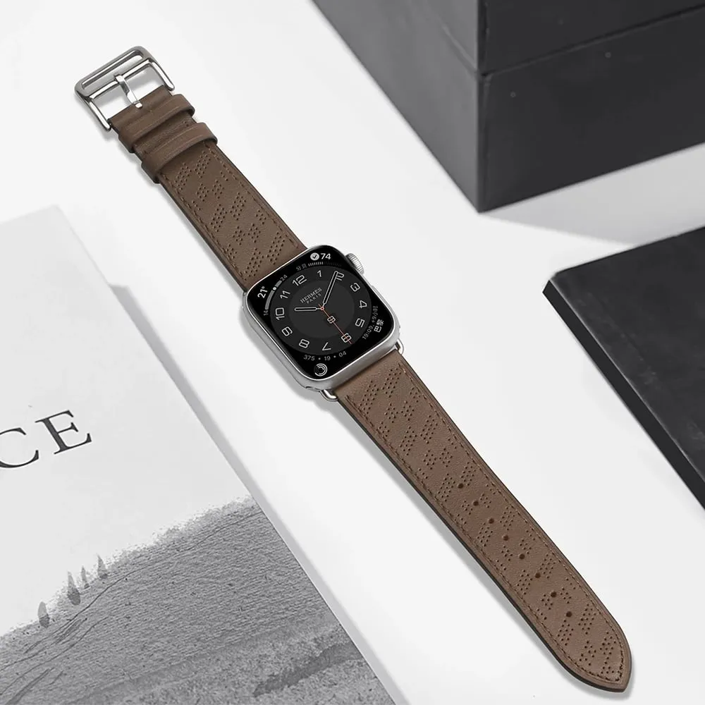 Rrip ore Hurtel për Apple Watch, lëkurë, 38 40 41mm, kafe e errët - 4