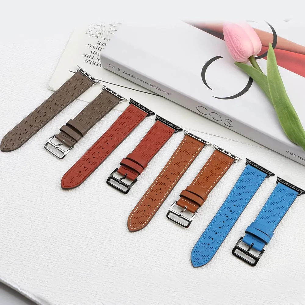 Rrip ore Hurtel për Apple Watch, lëkurë, 38 40 41mm, kafe e errët - 7
