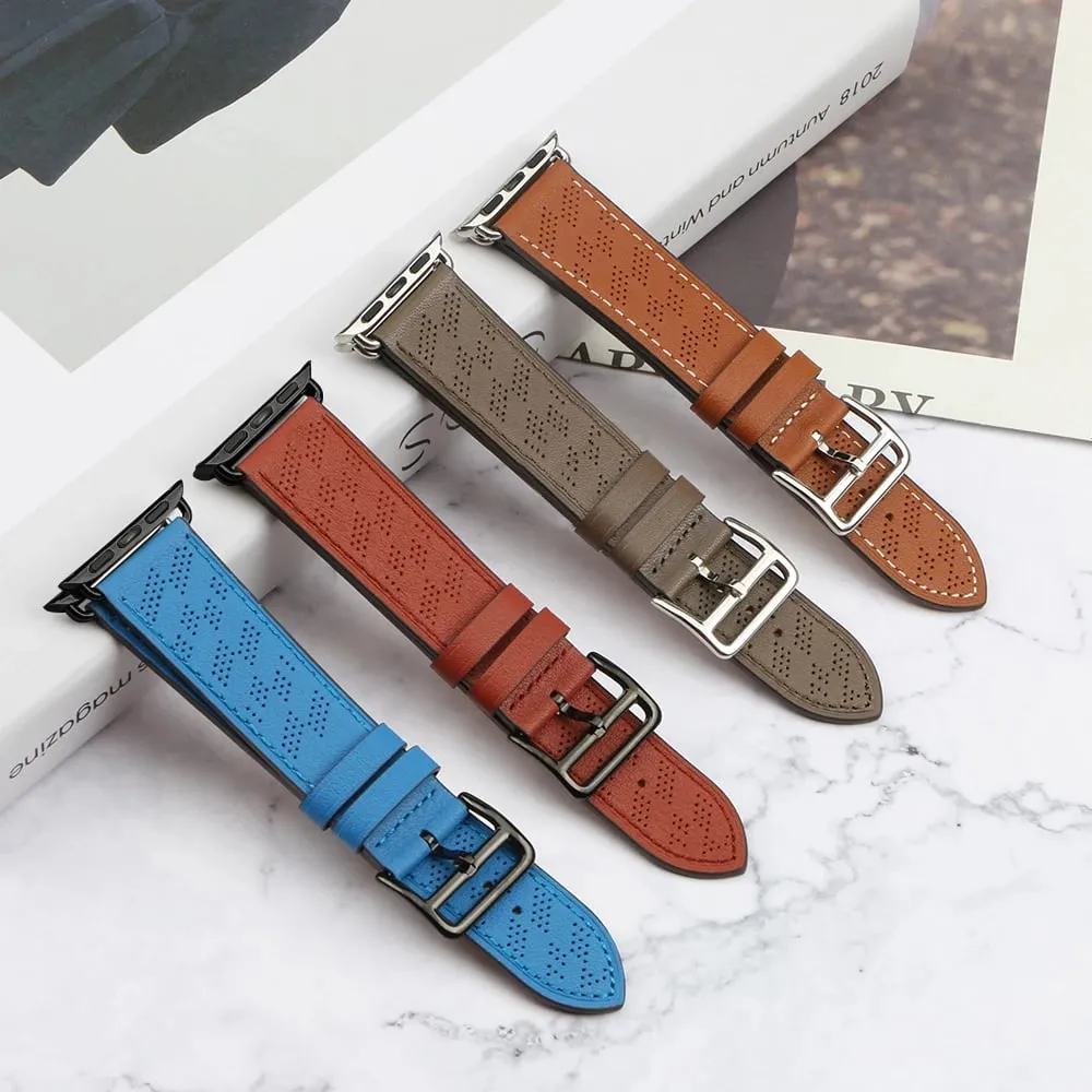 Rrip ore Hurtel për Apple Watch, lëkurë, 38 40 41mm, kafe e errët - 8