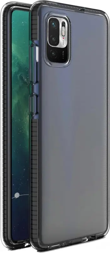 Mbështjellës Hurtel Clear Color 0.3mm për Xiaomi Redmi Note 10 5G / Poco M3 Pro, TPU, i tejdukshëm me kornizë të zezë
