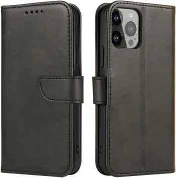 Këllëf magnetik flip Hurtel për Realme C33, me portofol, me qëndrim, i zi