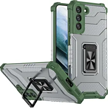 Mbrojtëse telefoni Hurtel Crystal Ring Case për Samsung Galaxy S22+, hibride me unazë magnetike, e gjelbër