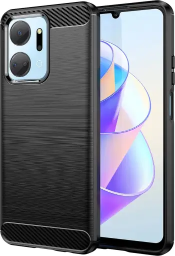 Mbrojtëse telefoni Hurtel Carbon Case për Honor Play 40 Plus X7a, silikoni fleksibël, pamje karboni, e zezë