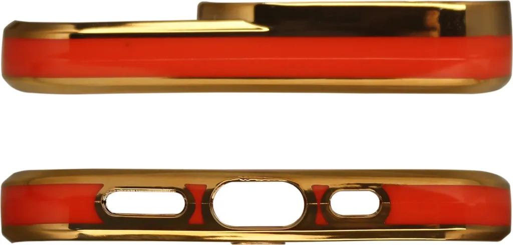 Mbrojtëse telefoni Hurtel Fashion Case për iPhone 13 Pro, xhel transparente, kornizë e artë me të kuqe - 2