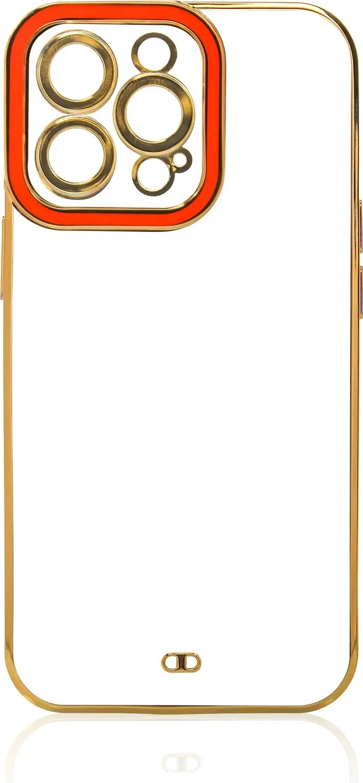 Mbrojtëse telefoni Hurtel Fashion Case për iPhone 13 Pro, xhel transparente, kornizë e artë me të kuqe - 3