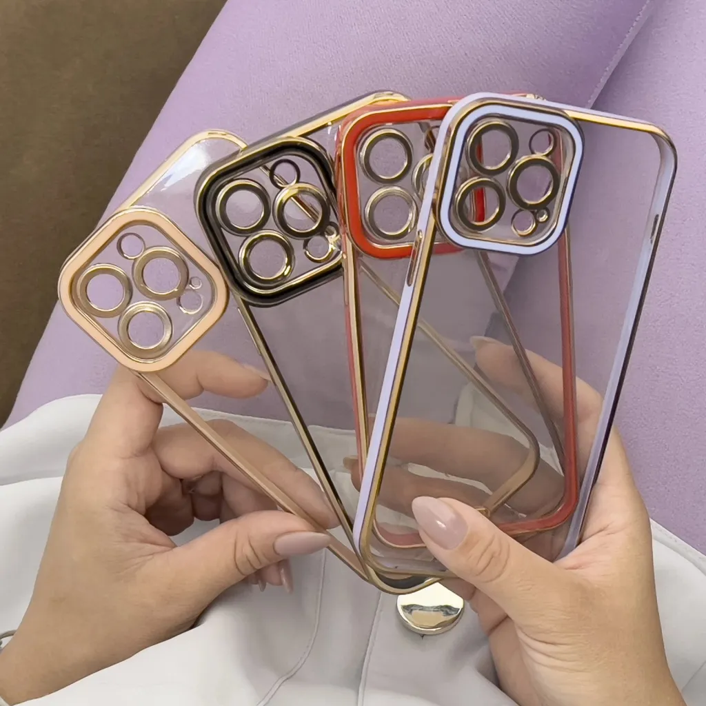 Mbrojtëse telefoni Hurtel Fashion Case për iPhone 13 Pro, xhel transparente, kornizë e artë me të kuqe - 6