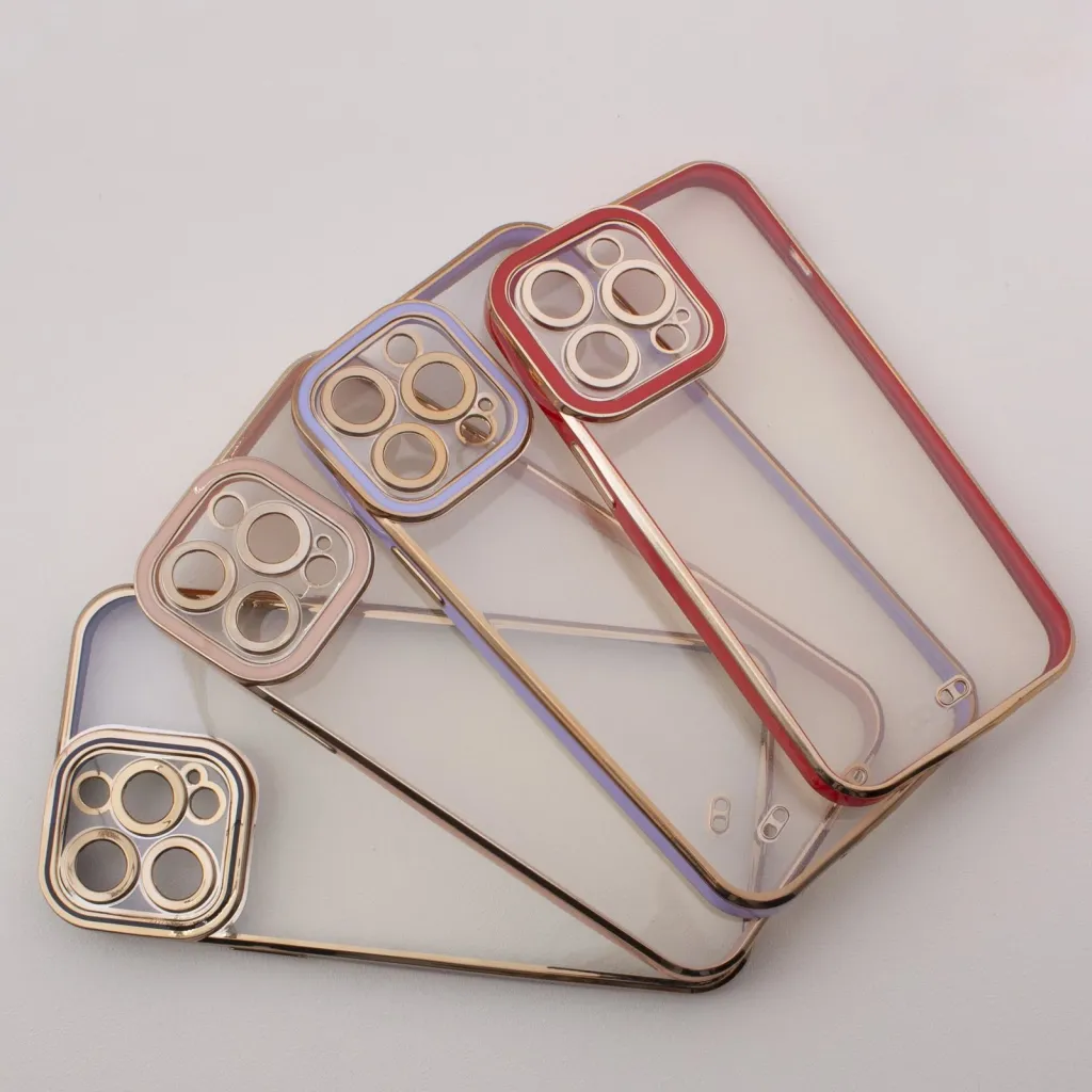 Mbrojtëse telefoni Hurtel Fashion Case për iPhone 13 Pro, xhel transparente, kornizë e artë me të kuqe - 7