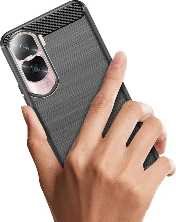 Mbështjellës Hurtel Carbon Case për Honor 90 Lite, silikon, i zi - 5