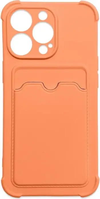 Mbështjellës Hurtel për iPhone 11 Pro Max, silikon, xhep për kartela, portokalli