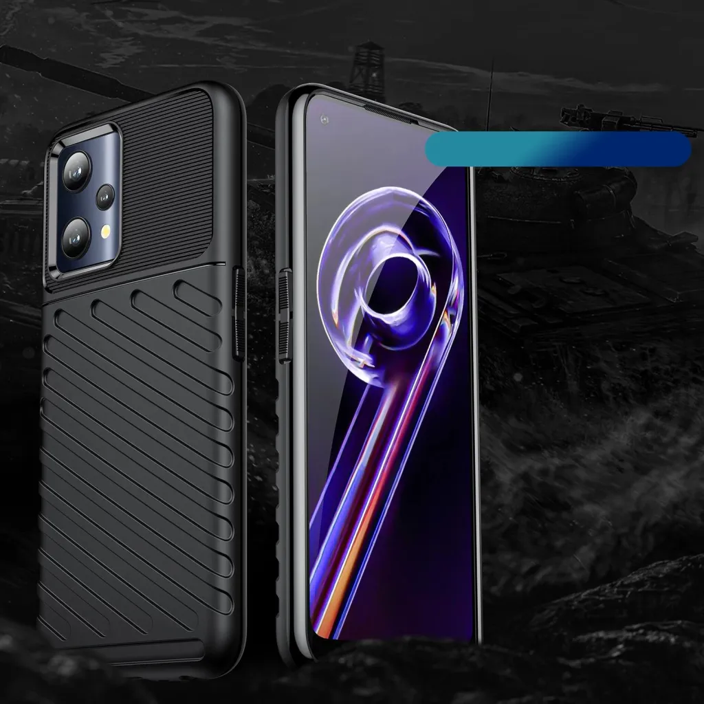 Mbulesë telefoni Hurtel Thunder Case për Realme 9 Pro Plus, TPU fleksibël, mbrojtëse e zezë - 2