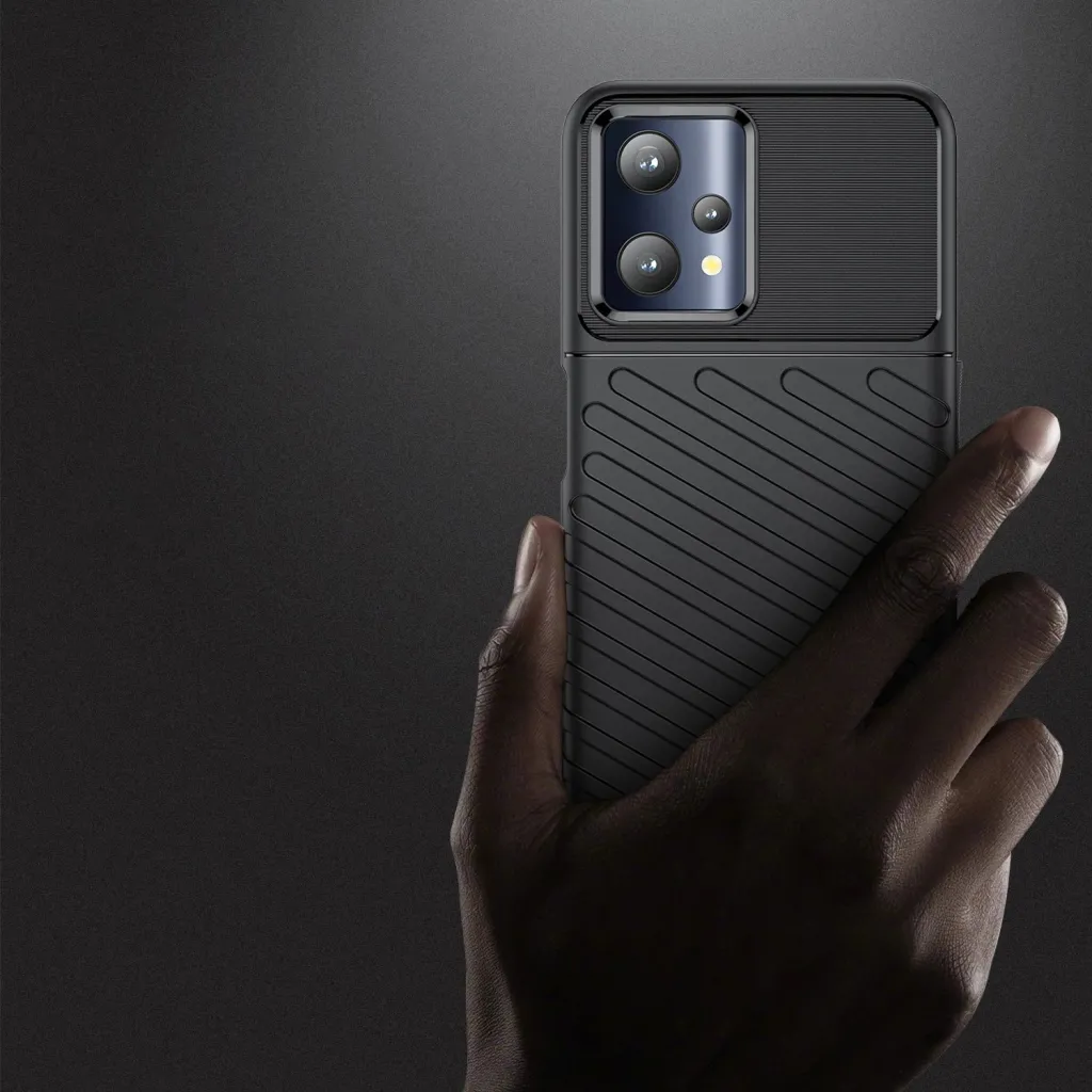 Mbulesë telefoni Hurtel Thunder Case për Realme 9 Pro Plus, TPU fleksibël, mbrojtëse e zezë - 3