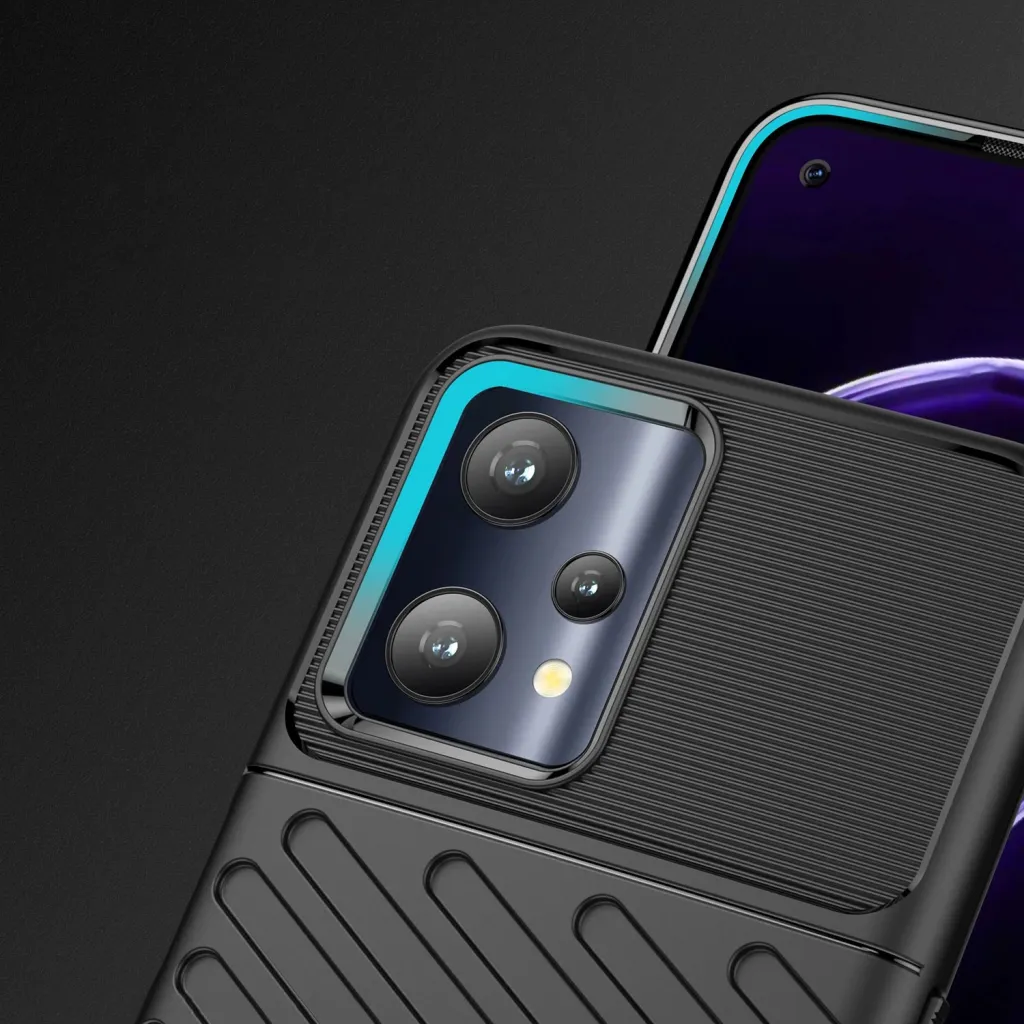 Mbulesë telefoni Hurtel Thunder Case për Realme 9 Pro Plus, TPU fleksibël, mbrojtëse e zezë - 4