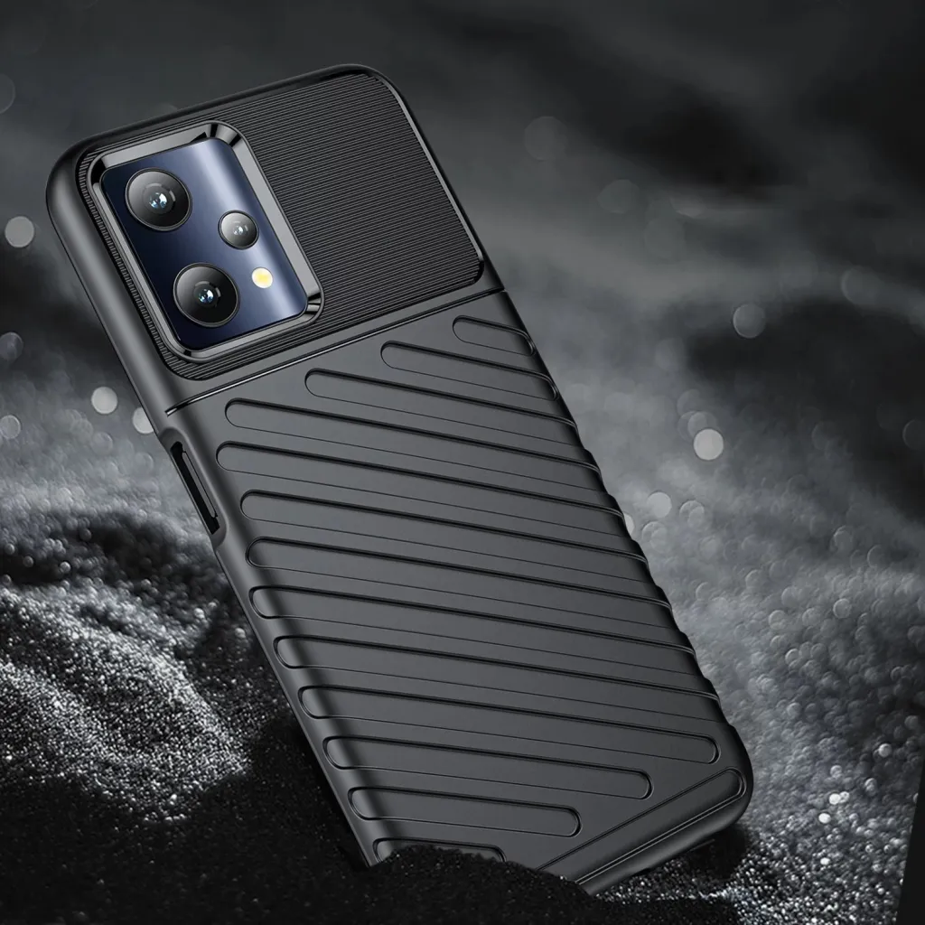 Mbulesë telefoni Hurtel Thunder Case për Realme 9 Pro Plus, TPU fleksibël, mbrojtëse e zezë - 5