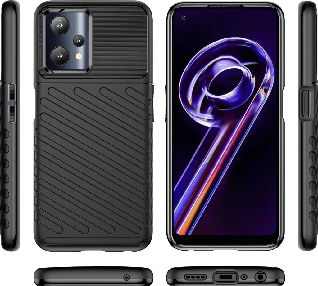Mbulesë telefoni Hurtel Thunder Case për Realme 9 Pro Plus, TPU fleksibël, mbrojtëse e zezë - 8