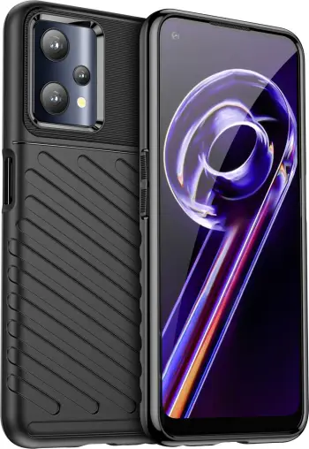Mbulesë telefoni Hurtel Thunder Case për Realme 9 Pro Plus, TPU fleksibël, mbrojtëse e zezë