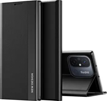 Këllëf me kapak Hurtel Sleep Case Pro për Xiaomi Redmi 11A Poco C55 Redmi 12C, funksion stand, i zi