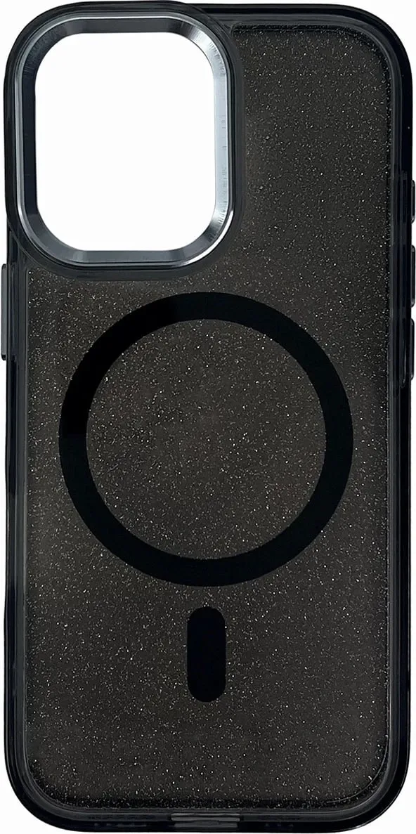 Mbështjellës Hurtel Glitter Case me MagSafe për iPhone 16e, i zi - 1