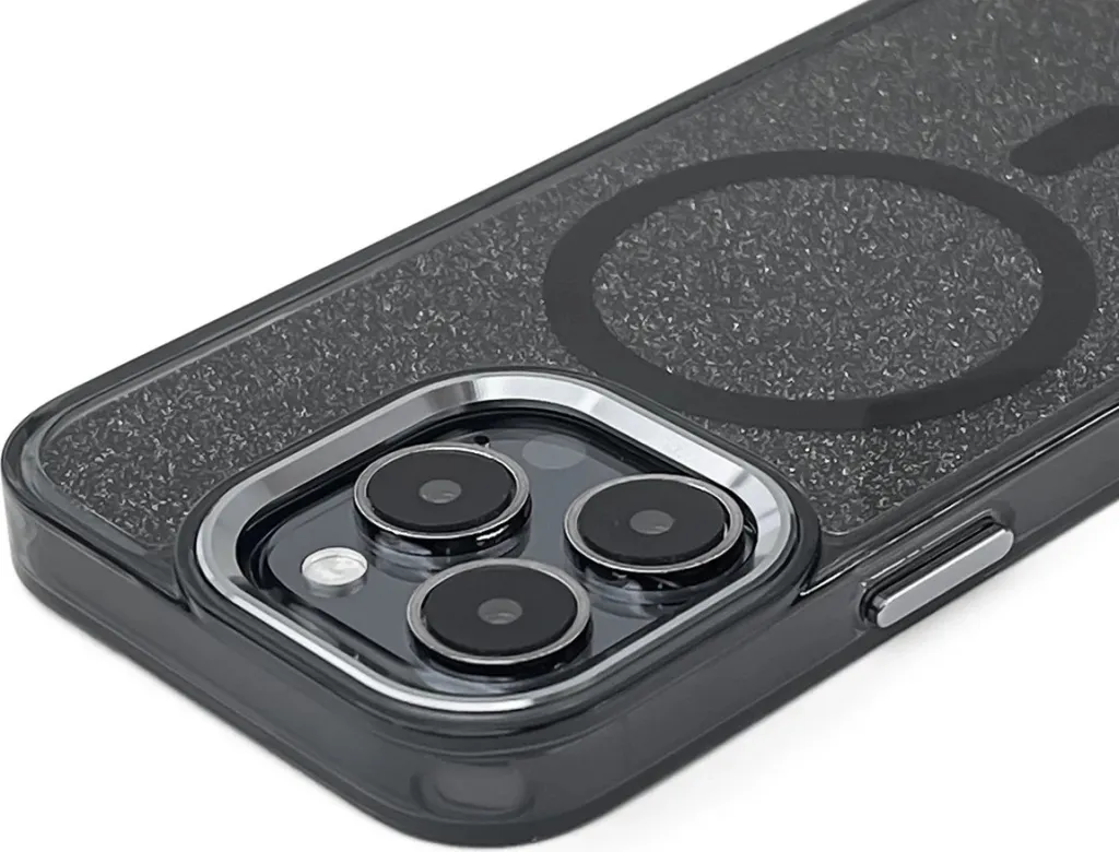 Mbështjellës Hurtel Glitter Case me MagSafe për iPhone 16e, i zi - 2