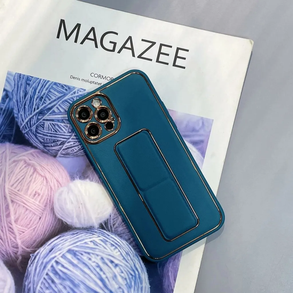 Mbrojtëse telefoni Hurtel Kickstand Case për iPhone 13 Pro Max, silikoni, me këmbëz, blu - 3