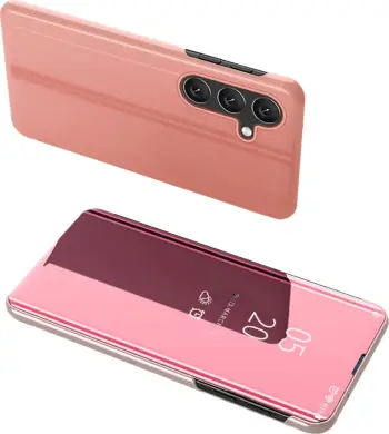 Mbulesë flip Hurtel Clear View Case për Samsung Galaxy A24 4G, pamje e qartë, rozë