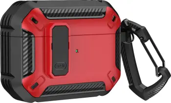 Mbështjellës Hurtel Pro Armor për AirPods 4 me karabiner, Kuq