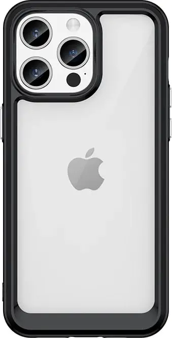 Mbështjellës Hurtel Outer Space Case për iPhone 15 Pro, i fortifikuar, i tejdukshëm me kornizë të zezë